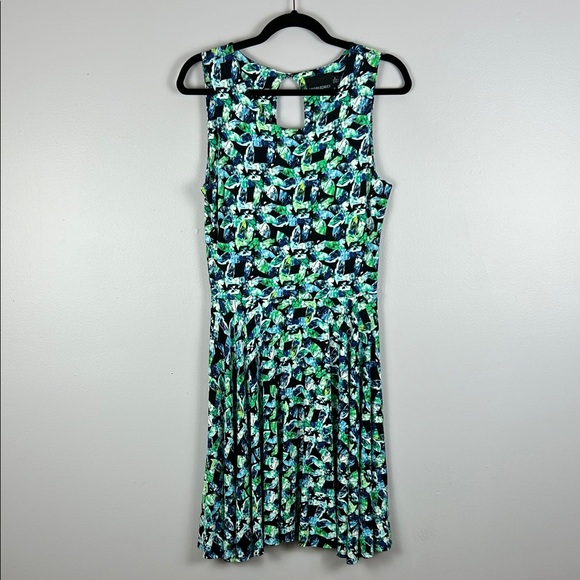 Cynthia Rowley Jewel Print Rayon Knit Fit & Flare Skater Dress Medium Blue Green - Picture 3 of 14